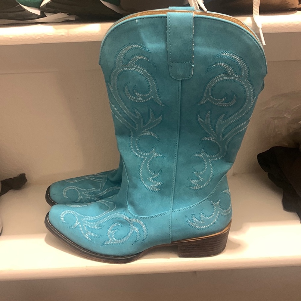 Blue Suede Cowboy Boots